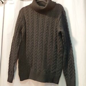 X-RAY Jeans Ultra Soft Men Turtleneck Chunky Cable Knit Sweater  Sz  L SLIM FIT